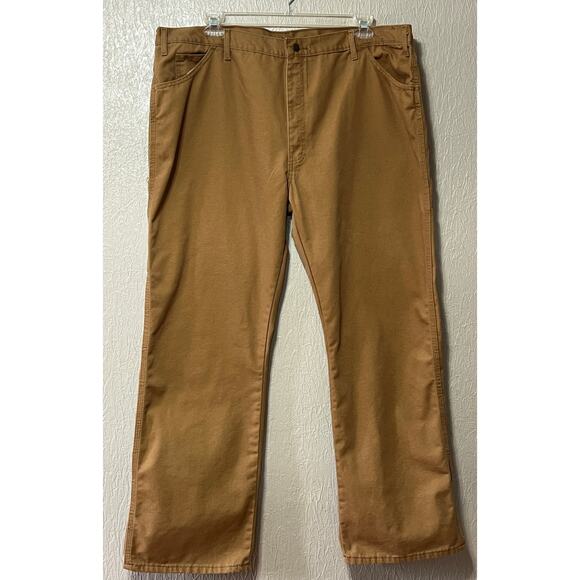 Dickies Canvas Carpenter Cargo Workwear Straight Legs Brown Pants Cotton 42x32 - Picture 1 of 11